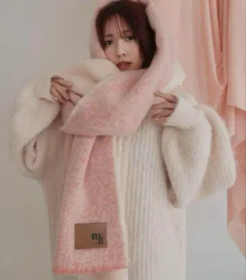 mideal 2tone 볼륨 머플러 핑크