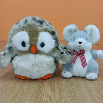 당시물 히로쿤 하우스 봉제 인형 쥐 올빼미 2세트 레트로