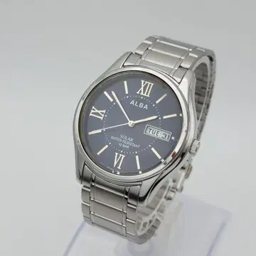 SEIKO 알바 솔라 남성용 손목시계 V158-0AX0 네이비 다이얼