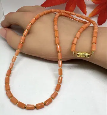 09133 오렌지 천연 코랄 목걸이 50cm