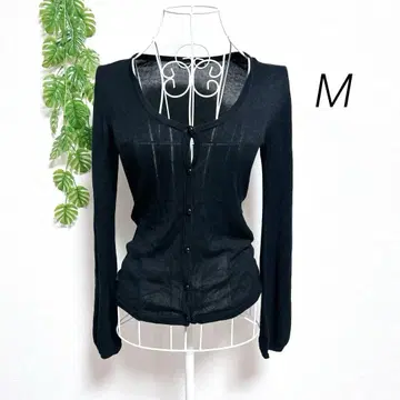 컴시즘 블랙 M 긴팔 가디건 버튼 레이온 100%