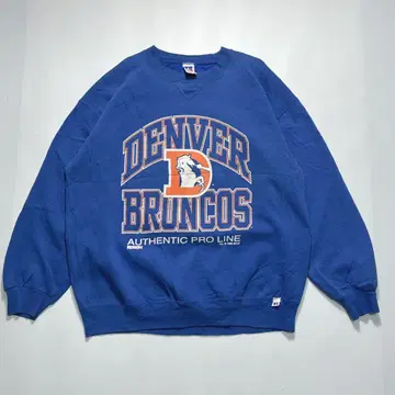 90s 러셀 USA제 맨투맨 XL 파랑 5단 프린트 NFL 7107