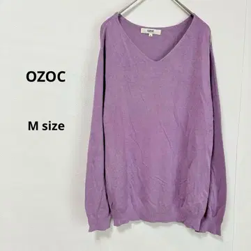 오조크 OZOC 얇은 소재 니트 M 퍼플 V넥 긴팔 튜닉
