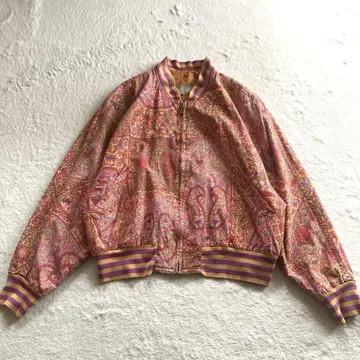 BOGNER 빈티지 페이즐리 무늬 얇은 소재 블루종 핑크 오렌지