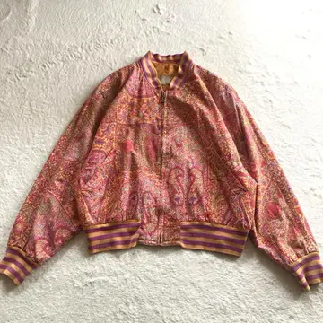 BOGNER 빈티지 페이즐리 무늬 얇은 소재 블루종 핑크 오렌지