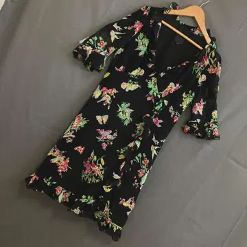 [ ANNA SUI ] (4) 꽃무늬 실크 100% 원피스