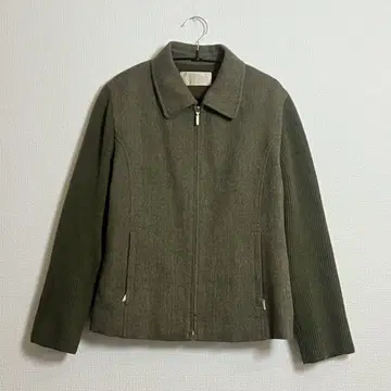 90s 올리브 그린 소재 절개 크롭 니트 자켓