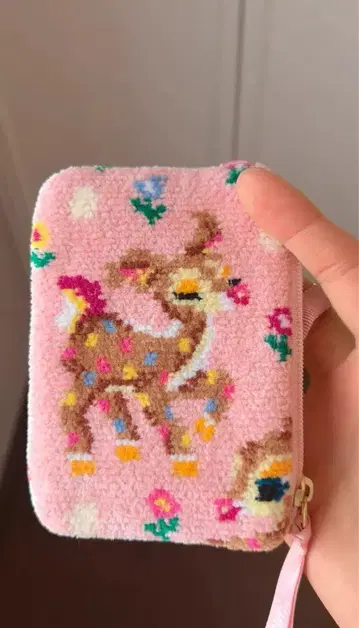 컬러풀 꽃무늬 사슴 자수 파우치 택 없음
