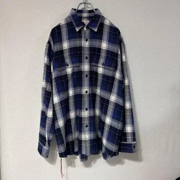 BEAMS JAPAN 오버 사이즈 플란넬 셔츠 Indigo Check