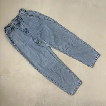 고품질 ZARA 하이웨스트 데님 캐주얼 허리밴딩 M 라이트 블루