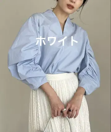디테일 개더 블라우스 아뉴앙스 화이트