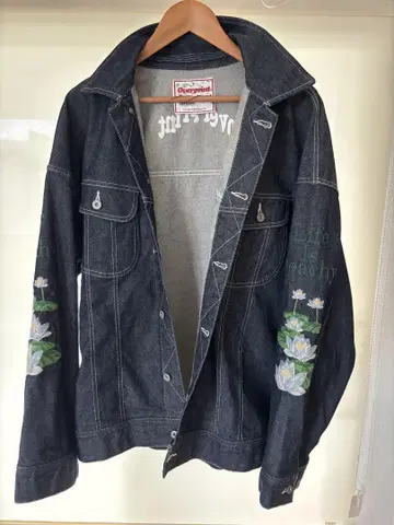 [ 컨디션 최상 ] Overprint 데님 자켓 자수 꽃무늬 L 사이즈