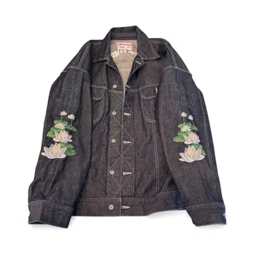[ 컨디션 최상 ] Overprint 데님 자켓 자수 꽃무늬 L 사이즈