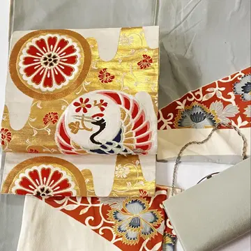 꽃 먹는 학의 앤티크 나고야 오비