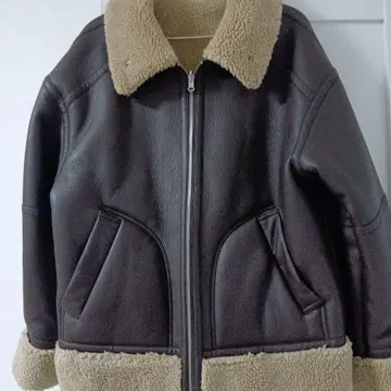 MURUA 인조 가죽 보아 무스탕 자켓 브라운