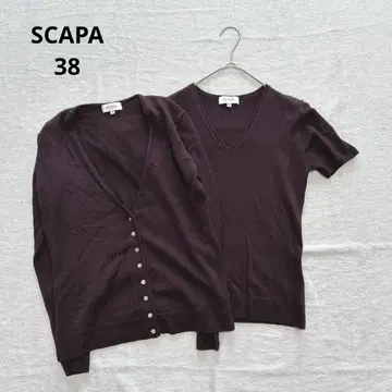 SCAPA [38] 앙상블 반팔 V넥 니트 가디건 2세트