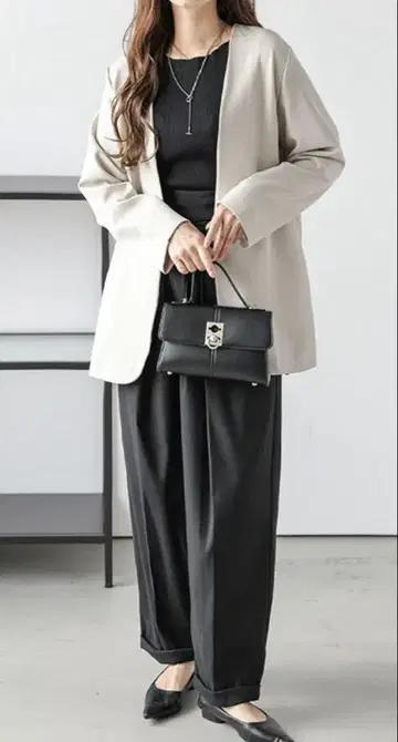 베이지 노카라 자켓 Free 사이즈