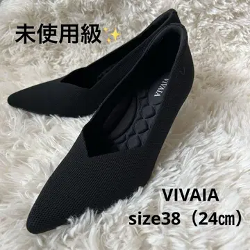 미사용급 VIVAIA 블랙 스틸레토 펌프스 38 24cm