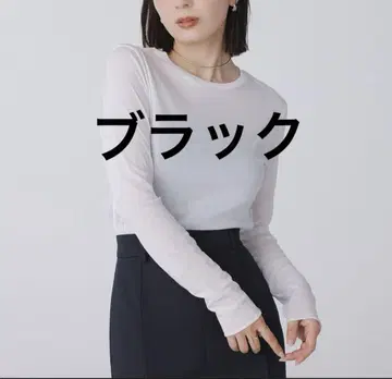 시어 스트레치 크루넥 블랙 시스루 아앙스