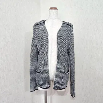 H&M [ M ] 버튼리스 가디건 블랙 계열 체인 니트 자켓