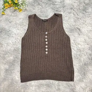23KU 니트 베스트 린넨 블렌드 [ M ] 38 브라운 헨리넥