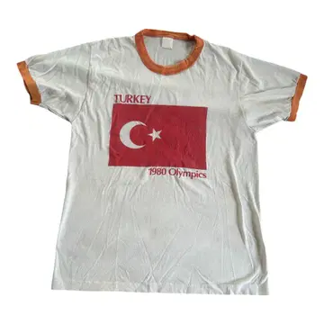 터키 국기 1980년 올림픽 링거 T셔츠 빈티지 구제 의류