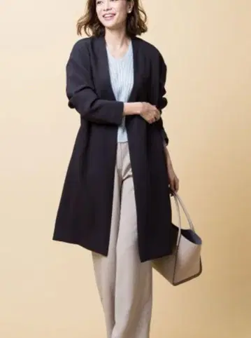 가을 컬러 iCB Mid Air 노카라 코트 네이비 빅 사이즈