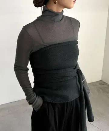 [ 완판템 ] 셀렉 모카 바이슨 레이어드 메니 웨이 니트 뷔스티에