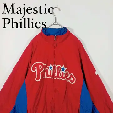 Majestic MLB 필리스 나일론 자켓 바시티 자켓 충전솜 L