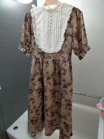 클래식 꽃무늬 반팔 롱 원피스 L 아오키 미사코 시마무라