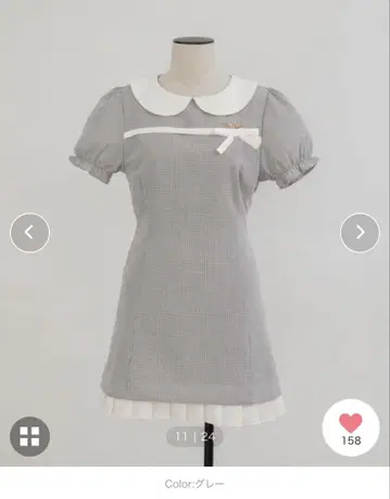 PriCHOU 깅엄 체크 미니 원피스 그레이