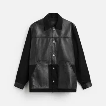 ZARA MAN 컬렉션 [천연 가죽] 콤비 가죽 데님 자켓 L