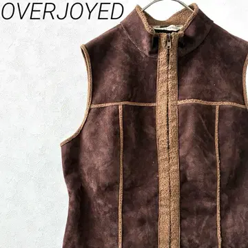 OVERJOYED 베스트 하이넥 집업 스웨이드풍 속기모