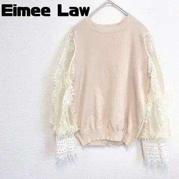 [ 하자품 ] Eimee Law 에이미 로우 소매 튤 자수 레이스 니트