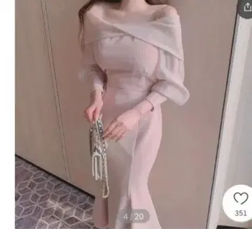 프리 스타일리스트 오프숄더 시스루 머메이드 원피스 원피스