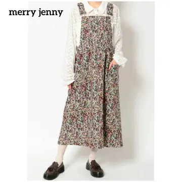 merry jenny 자카드 개더 점프 스커트 꽃무늬 원피스 레트로