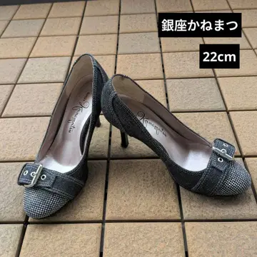GINZA Kanematsu 비쥬 장식 데님풍 하이힐 펌프스