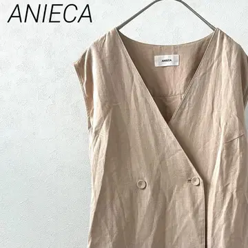 ANIECA 롱 베스트 더블 허리 끈 부착 포켓 부착 심플