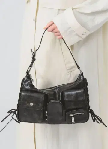 레이빔즈 레이스업 포켓 백 블랙
