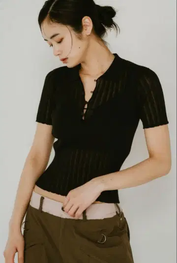 Knuth Marf 블랙 숏 슬리브 상의