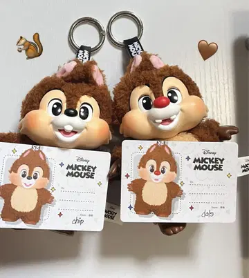 팝마트 디즈니 칩&데일 봉제 인형 키체인 2세트