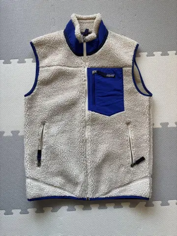 Patagonia 플리스 베스트 화이트/블루