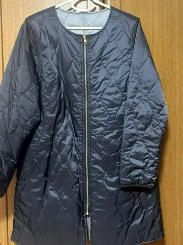 네이비 퀼팅 자켓 롱 기장 미사용 새상품