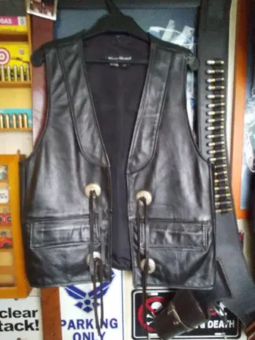 미국제 소가죽 카라 부착 웨스턴 베스트, 바이커 베스트 콘초 부착