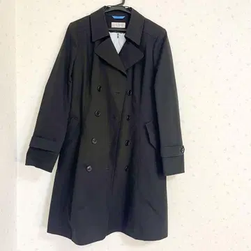 블랙 더블 브레스트 트렌치코트
