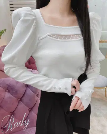 새상품급 Rady 퍼프 슬리브 니트탑