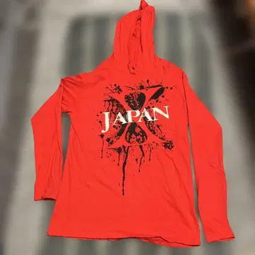 XJAPAN 후드 부착 빨간색 T셔츠