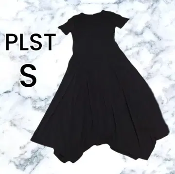 [ PLST ] 블랙 롱 저지 원피스 어시멘틀리 반팔 S