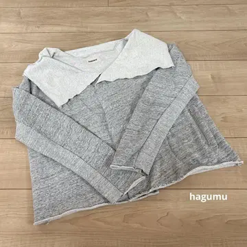 [ 새상품급 ] hagumu 하그무 카라 부착 맨투맨 지퍼 가디건 그레이
