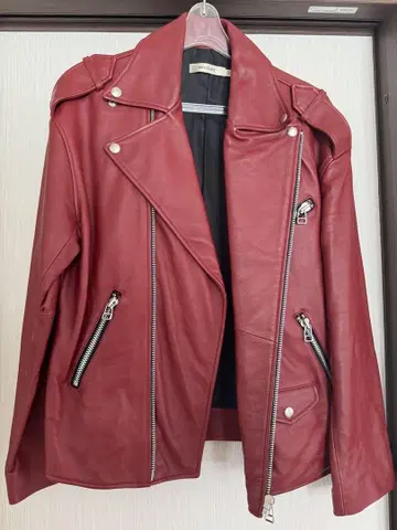 MOUSSY 램 가죽 라이더 자켓 RED
